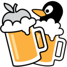 Beer mugs with apple and penguin