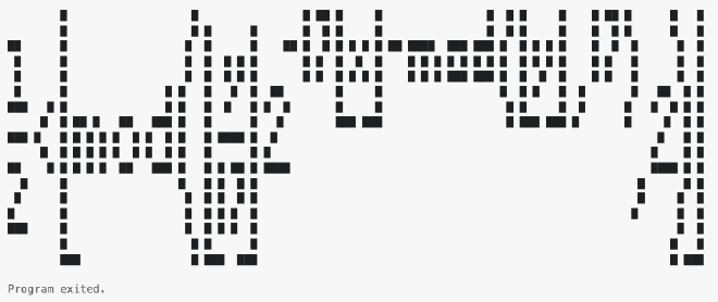 The formula's output in text mode